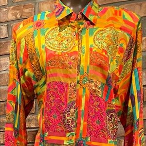 VINTAGE MULTICOLOR BRAND WOMEN’s LS BUTTON-DOWN, M